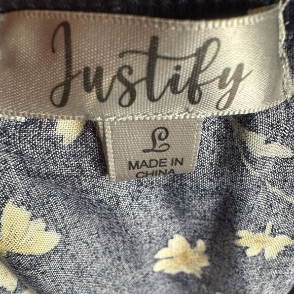 Justify navy and yellow ditsy floral strapless romper size large NWT - Picture 4 of 6